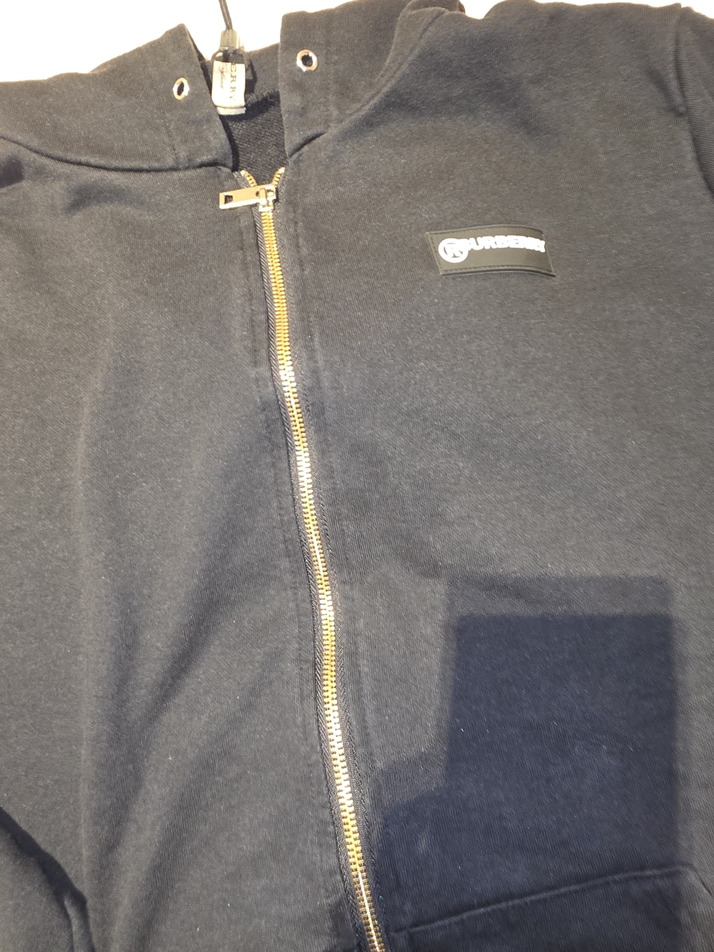 Burberry Black Zip-Up Hoodie with Vintage Check Trim - Picture 2 of 7
